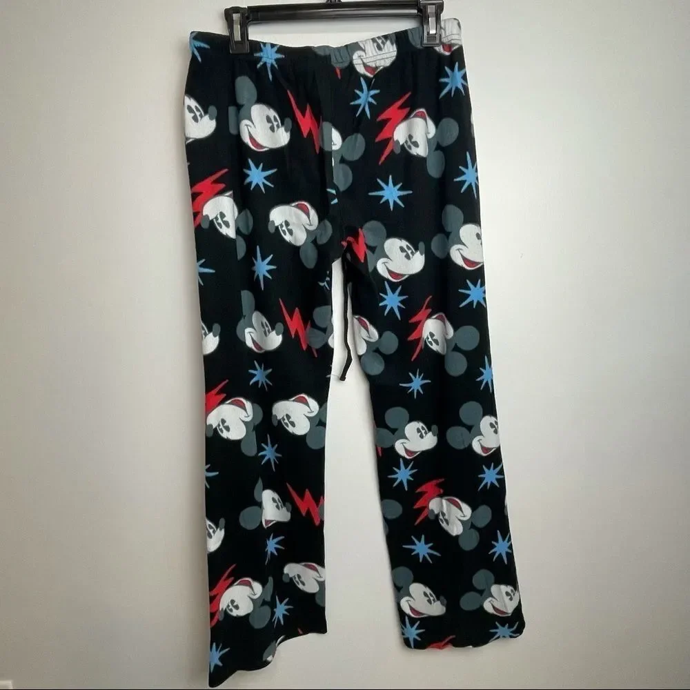 Disney Solid Black Mickey Mouse Graphic Pajama Pants Elastic Waist Band size L - Picture 11 of 11